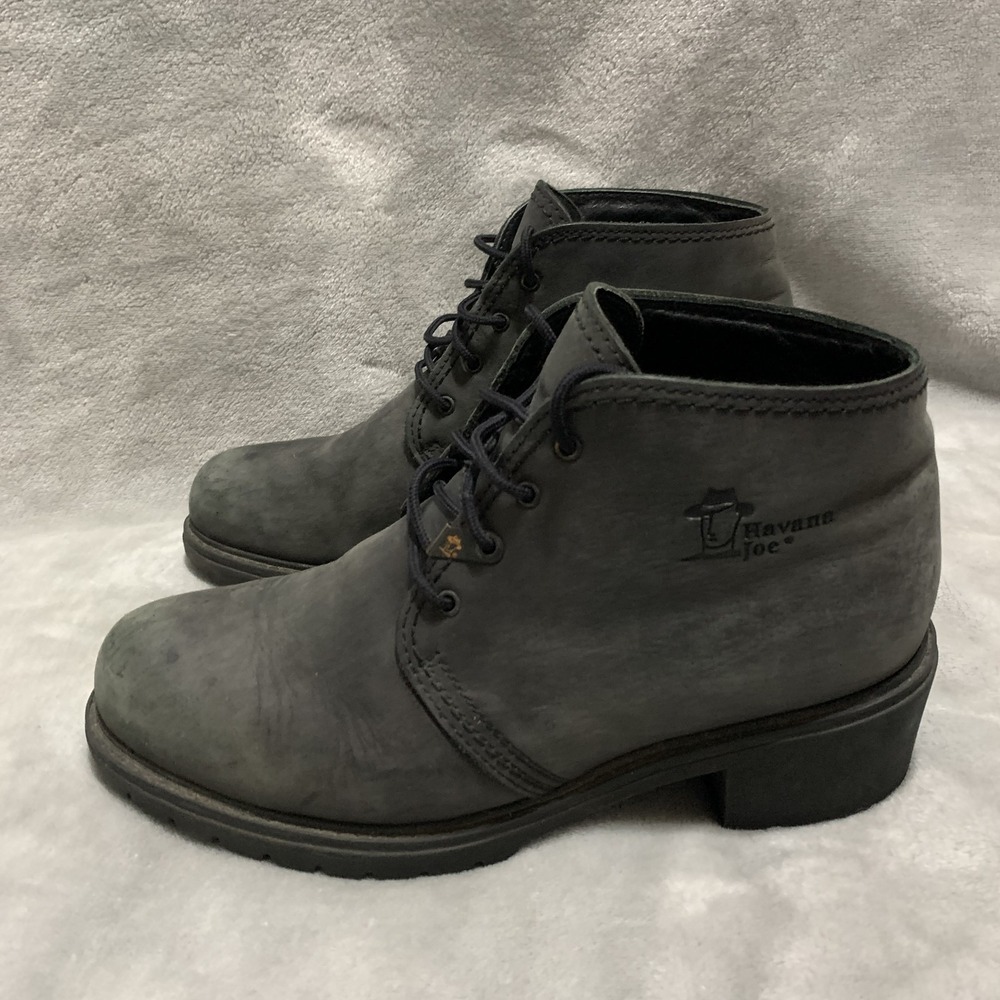 Havana Joe Women's Charcoal Gray Nubuck Leather Lace-Up Ankle Boots
